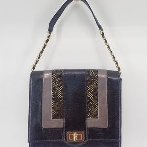 Snakeskin & Leather Handbag Timeless Classic Black Mint Condition Vintage Purse